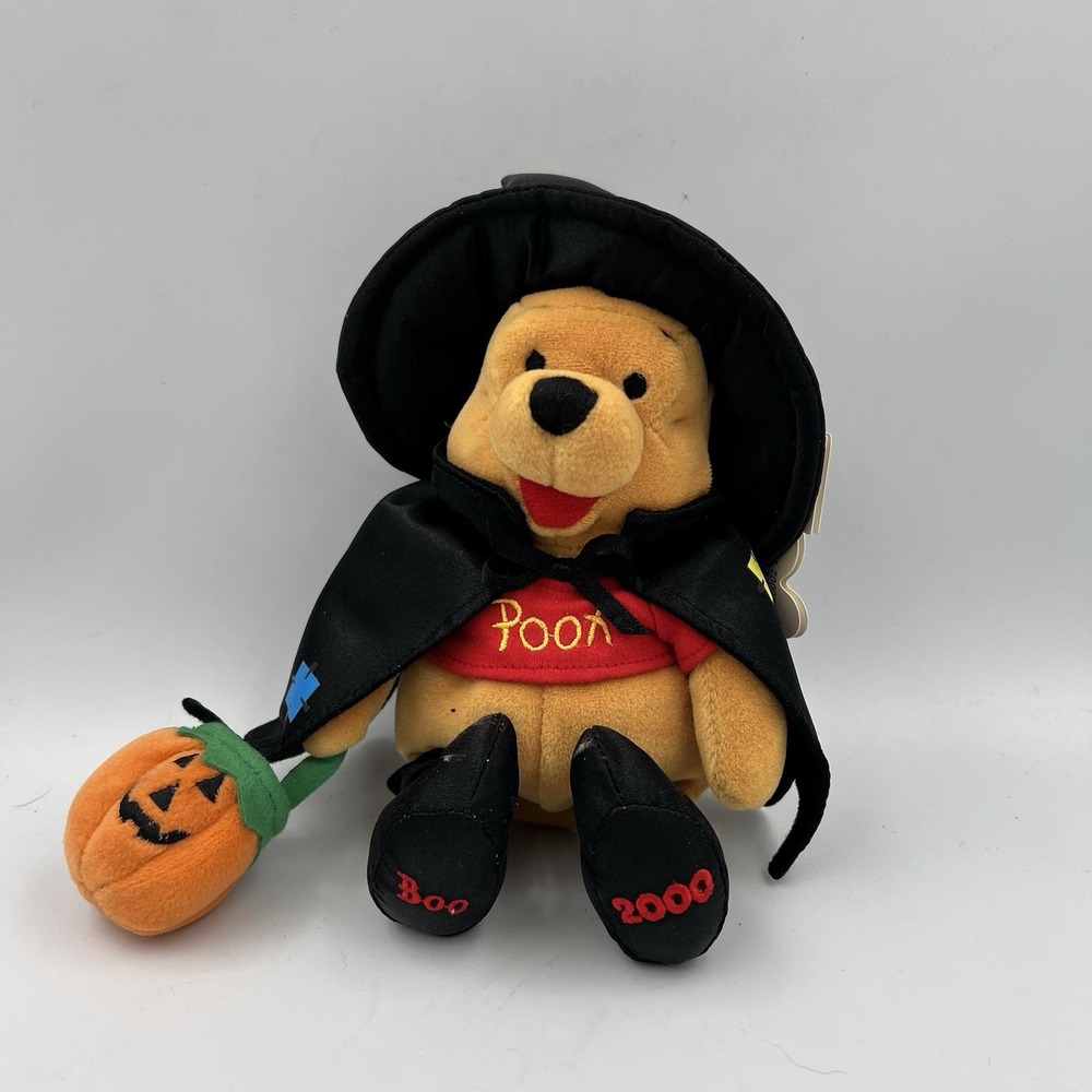 New! VTG Disney Winnie The Pooh Bear Halloween Witch Mini Bean Bag 8" Plush